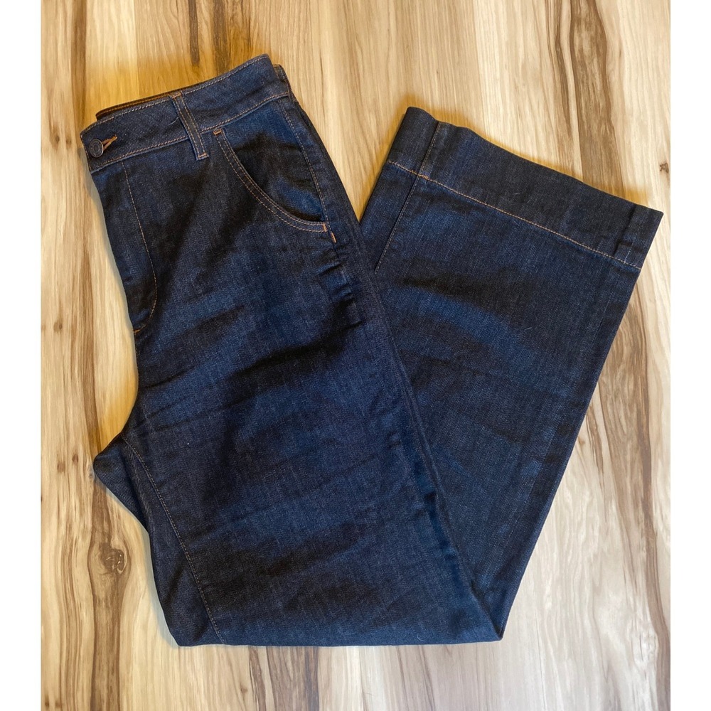 Chicos High Rise Wide Leg Jeans Dark Wash Stretch Denim Size 8R 1R